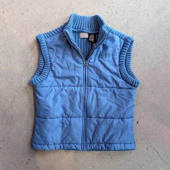 Arizona Jackets & Blazers - Vintage Y2K Arizona Blue Cropped Puffer Vest Size L